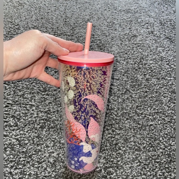 Starbucks 24oz Tumbler Summer 2021 Pink Coral Bubble Under The Sea NWT - Picture 2 of 8